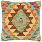 handmade Traditional Pillow Rust Blue Hand-Woven SQUARE 100% WOOL Hand woven turkish pillow 2 x 2