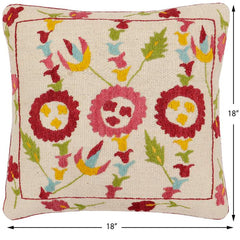 handmade Traditional Pillow Beige Red Hand-Woven SQUARE 100% WOOL Handmade pillow