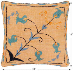 handmade Traditional Pillow Orange Blue Hand-Woven SQUARE 100% WOOL Handmade pillow