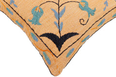 handmade Traditional Pillow Orange Blue Hand-Woven SQUARE 100% WOOL Handmade pillow