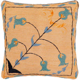 handmade Traditional Pillow Orange Blue Hand-Woven SQUARE 100% WOOL Handmade pillow