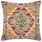 handmade Traditional Pillow Green Blue Hand-Woven SQUARE 100% WOOL Hand woven turkish pillow2 x 2