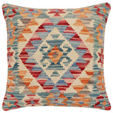 handmade Traditional Pillow Green Blue Hand-Woven SQUARE 100% WOOL Hand woven turkish pillow2 x 2