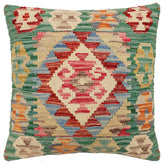 handmade Traditional Pillow Green Beige Hand-Woven SQUARE 100% WOOL Hand woven turkish pillow2 x 2