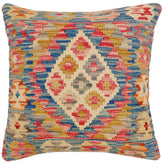 handmade Traditional Pillow Blue Beige Hand-Woven SQUARE 100% WOOL Hand woven turkish pillow2 x 2