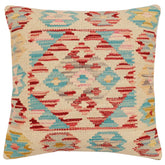 handmade Traditional Pillow Beige Rust Hand-Woven SQUARE 100% WOOL Hand woven turkish pillow2 x 2