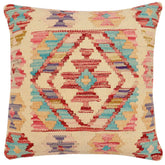 handmade Traditional Pillow Beige Rust Hand-Woven SQUARE 100% WOOL Hand woven turkish pillow2 x 2