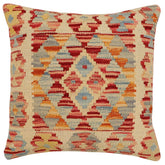 handmade Traditional Pillow Beige Rust Hand-Woven SQUARE 100% WOOL Hand woven turkish pillow2 x 2