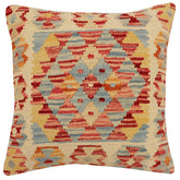 handmade Traditional Pillow Beige Rust Hand-Woven SQUARE 100% WOOL Hand woven turkish pillow2 x 2