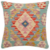 handmade Traditional Pillow Blue Beige Hand-Woven SQUARE 100% WOOL Hand woven turkish pillow2 x 2