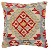 handmade Traditional Pillow Red Blue Hand-Woven SQUARE 100% WOOL Hand woven turkish pillow2 x 2