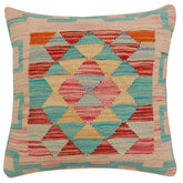 handmade Traditional Pillow Rust Blue Hand-Woven SQUARE 100% WOOL Hand woven turkish pillow 2 x 2