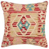 handmade Traditional Pillow Red Beige Hand-Woven SQUARE 100% WOOL Hand woven turkish pillow2 x 2