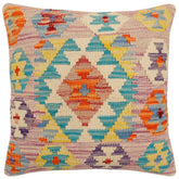 handmade Traditional Pillow Purple Blue Hand-Woven SQUARE 100% WOOL Hand woven turkish pillow2 x 2