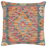 handmade Traditional Pillow Blue Red Hand-Woven SQUARE 100% WOOL Hand woven turkish pillow2 x 2
