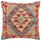 handmade Traditional Pillow Red Blue Hand-Woven SQUARE 100% WOOL Hand woven turkish pillow2 x 2