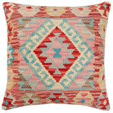 handmade Traditional Pillow Red Blue Hand-Woven SQUARE 100% WOOL Hand woven turkish pillow2 x 2