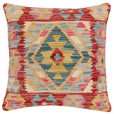 handmade Traditional Pillow Red Blue Hand-Woven SQUARE 100% WOOL Hand woven turkish pillow2 x 2