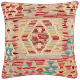 handmade Traditional Pillow Red Blue Hand-Woven SQUARE 100% WOOL Hand woven turkish pillow2 x 2
