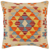 handmade Traditional Pillow Beige Rust Hand-Woven SQUARE 100% WOOL Hand woven turkish pillow2 x 2
