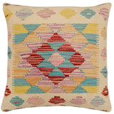 handmade Traditional Pillow Beige Red Hand-Woven SQUARE 100% WOOL Hand woven turkish pillow2 x 2