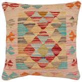 handmade Traditional Pillow Red Blue Hand-Woven SQUARE 100% WOOL Hand woven turkish pillow2 x 2