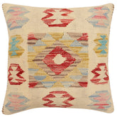 handmade Traditional Pillow Beige Red Hand-Woven SQUARE 100% WOOL Hand woven turkish pillow2 x 2
