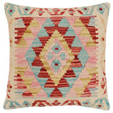 handmade Traditional Pillow Beige Rust Hand-Woven SQUARE 100% WOOL Hand woven turkish pillow2 x 2