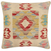 handmade Traditional Pillow Beige Red Hand-Woven SQUARE 100% WOOL Hand woven turkish pillow2 x 2