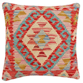 handmade Traditional Pillow Red Blue Hand-Woven SQUARE 100% WOOL Hand woven turkish pillow2 x 2