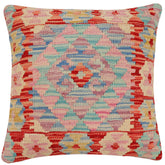handmade Traditional Pillow Rust Blue Hand-Woven SQUARE 100% WOOL Hand woven turkish pillow2 x 2