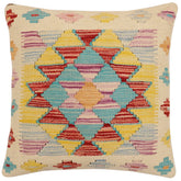 handmade Traditional Pillow Beige Rust Hand-Woven SQUARE 100% WOOL Hand woven turkish pillow2 x 2