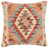 handmade Traditional Pillow Rust Blue Hand-Woven SQUARE 100% WOOL Hand woven turkish pillow 2 x 2