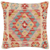 handmade Traditional Pillow Rust Blue Hand-Woven SQUARE 100% WOOL Hand woven turkish pillow2 x 2