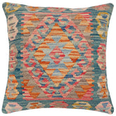handmade Traditional Pillow Green Blue Hand-Woven SQUARE 100% WOOL Hand woven turkish pillow2 x 2