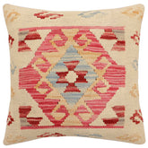handmade Traditional Pillow Beige Pink Hand-Woven SQUARE 100% WOOL Hand woven turkish pillow2 x 2