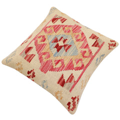handmade Traditional Pillow Beige Pink Hand-Woven SQUARE 100% WOOL Hand woven turkish pillow 3 x 5