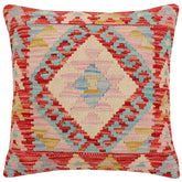 handmade Traditional Pillow Red Beige Hand-Woven SQUARE 100% WOOL Hand woven turkish pillow2 x 2