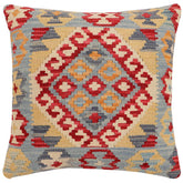 handmade Traditional Pillow Blue Red Hand-Woven SQUARE 100% WOOL Hand woven turkish pillow2 x 2