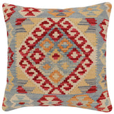 handmade Traditional Pillow Red Beige Hand-Woven SQUARE 100% WOOL Hand woven turkish pillow2 x 2
