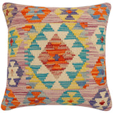 handmade Traditional Pillow Purple Beige Hand-Woven SQUARE 100% WOOL Hand woven turkish pillow2 x 2