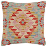 handmade Traditional Pillow Blue Rust Hand-Woven SQUARE 100% WOOL Hand woven turkish pillow2 x 2