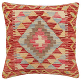handmade Traditional Pillow Rust Beige Hand-Woven SQUARE 100% WOOL Hand woven turkish pillow2 x 2