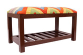 handmade Modern Shoe Rack Rust Blue Hand-made RECTANGLE Vegetable dyed wool and wood 36 x 18 x 20