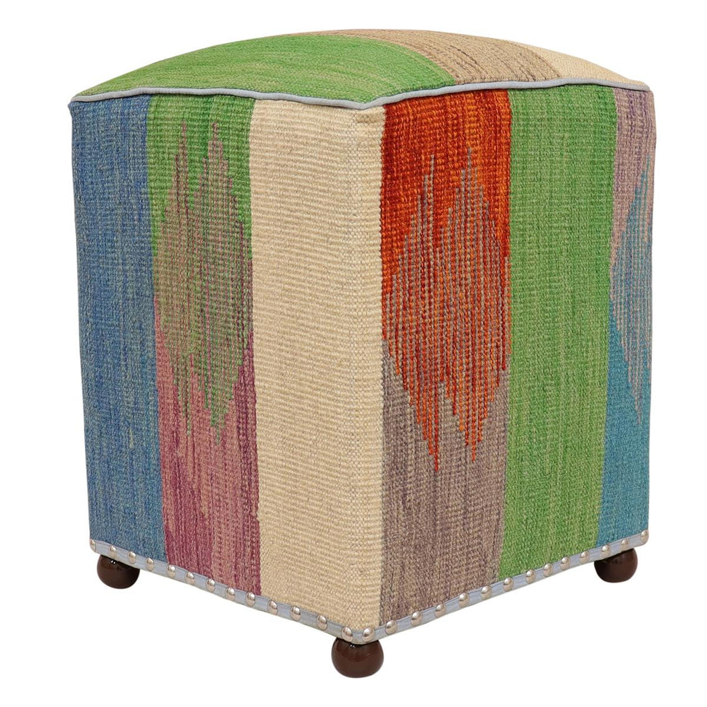 handmade Modern Ottoman Blue Beige Hand-made SQUARE handmade ottoman pouf16 x 16 x 21