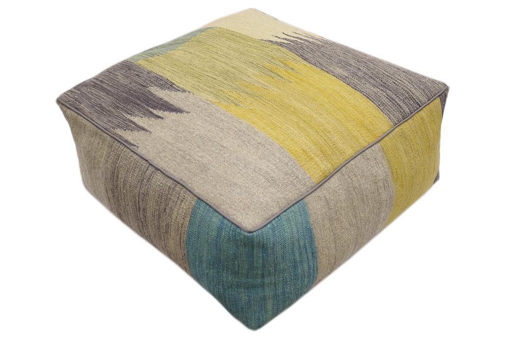 handmade Modern Floor Cushion Beige Beige Hand-made SQUARE 100% WOOL Floor Cushion Floor Pillow