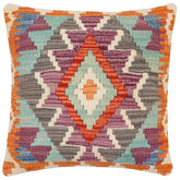 handmade Traditional Pillow Rust Blue Hand-Woven SQUARE 100% WOOL Hand woven turkish pillow2 x 2