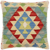 handmade Traditional Pillow Rust Blue Hand-Woven SQUARE 100% WOOL Hand woven turkish pillow2 x 2