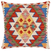 handmade Traditional Pillow Rust Blue Hand-Woven SQUARE 100% WOOL Hand woven turkish pillow2 x 2