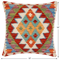 handmade Traditional Pillow Rust Blue Hand-Woven SQUARE 100% WOOL Hand woven turkish pillow2 x 2